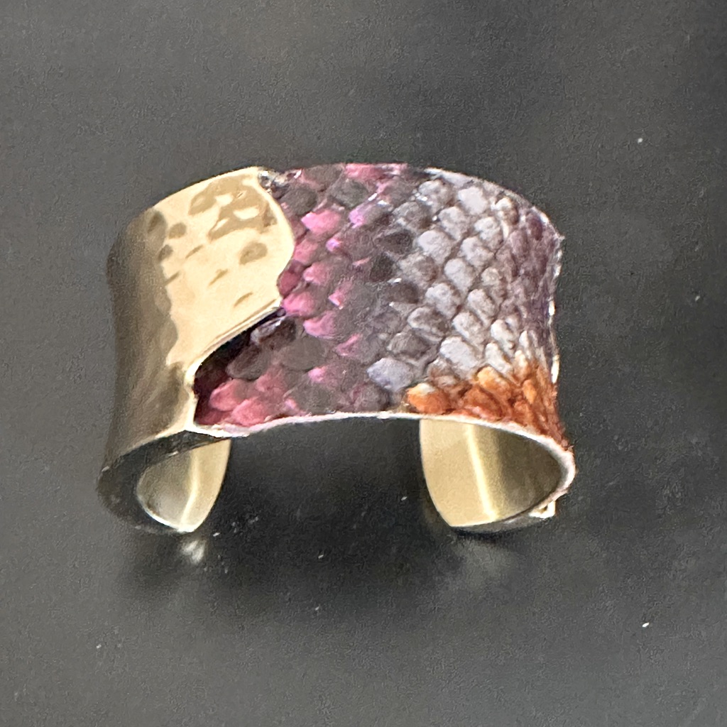 Rustic Cuff Orange And Pink Python